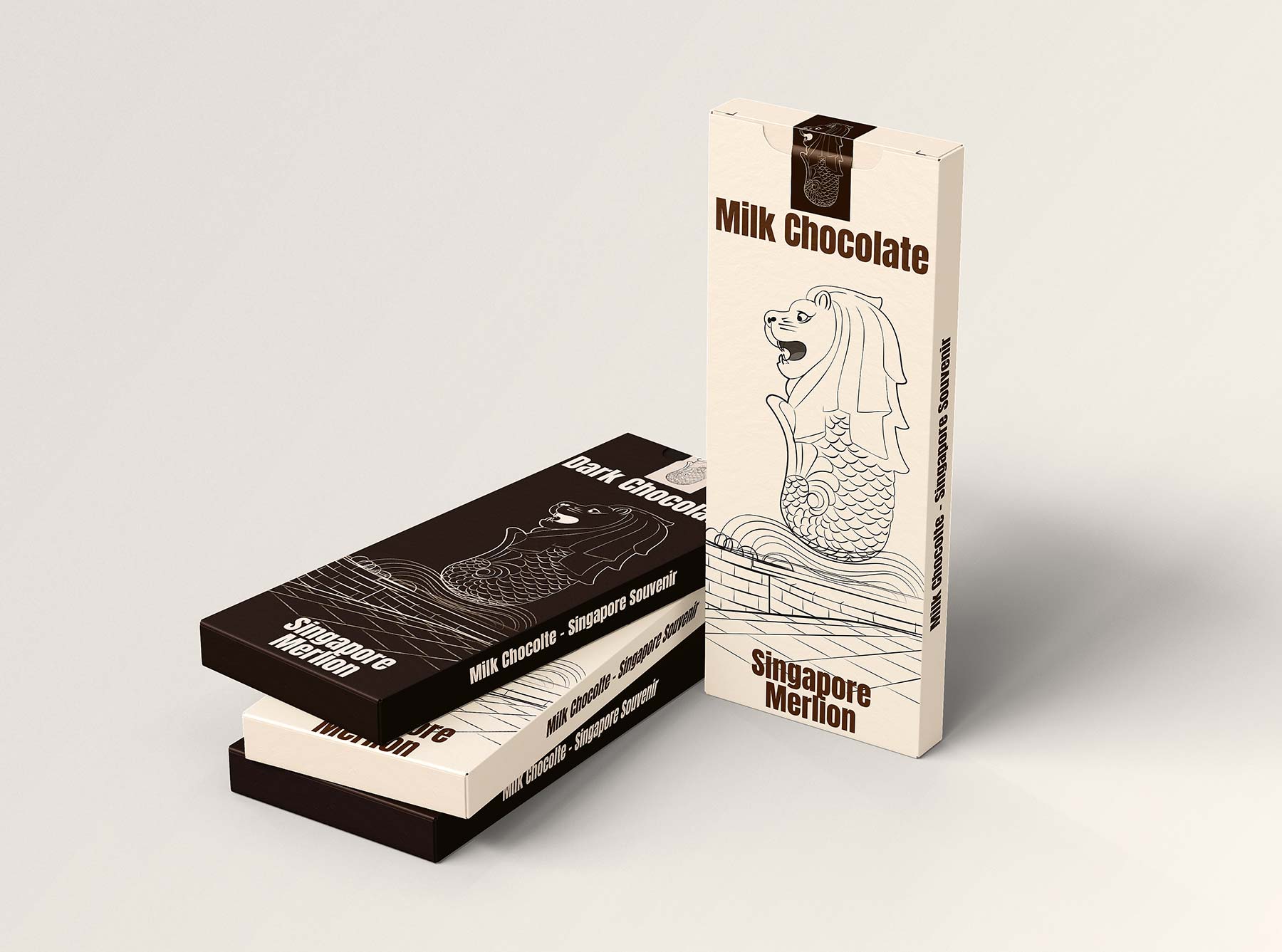 Merlion-themed Singapore chocolate packaging